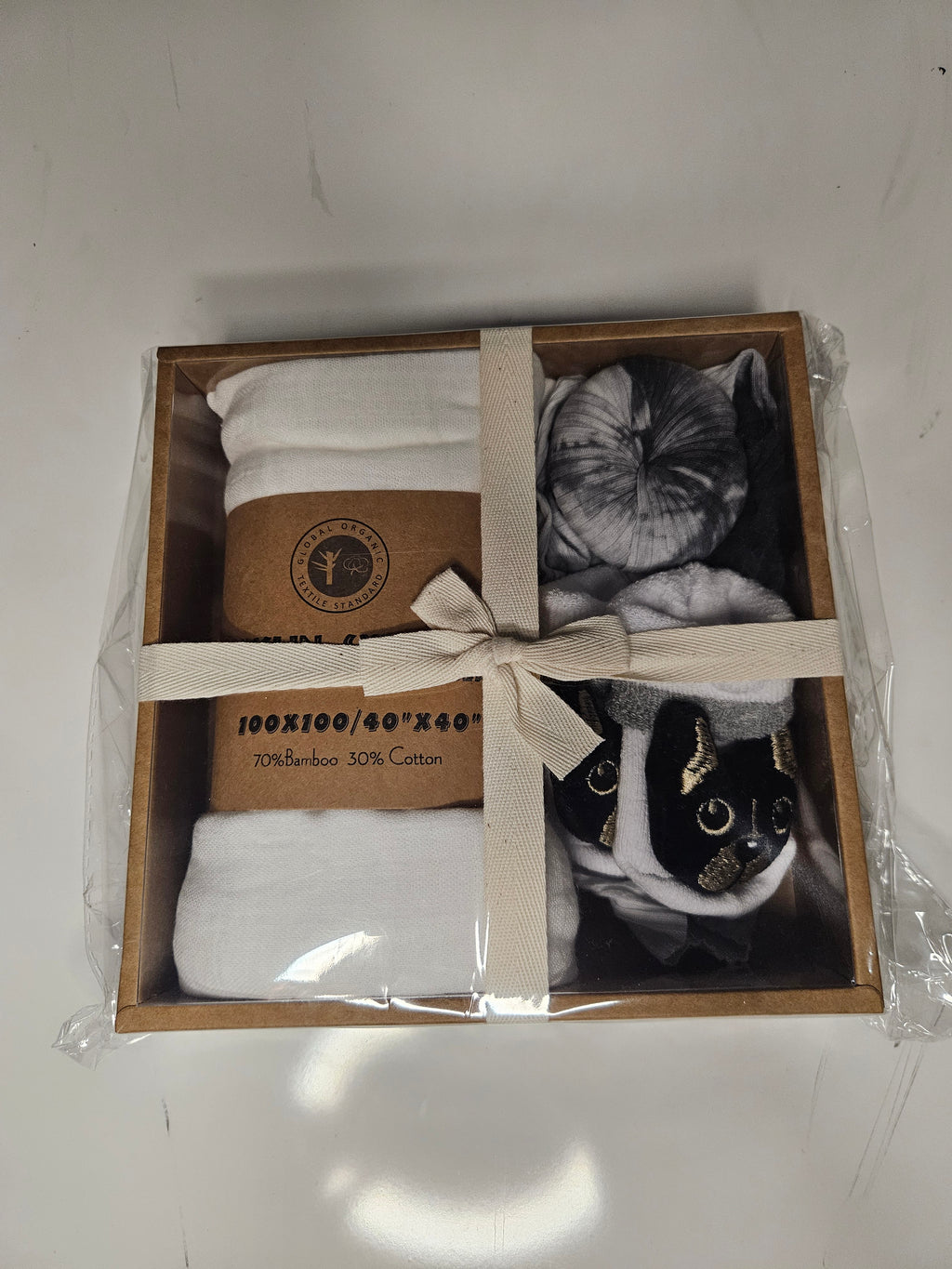 Newborn Gift Box — Organic Bamboo Swaddle & Animal Socks Set